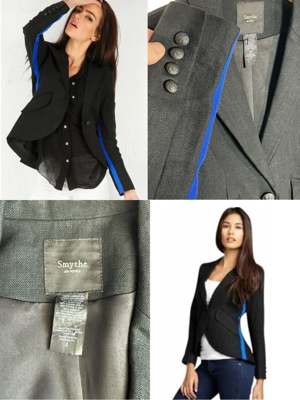 Smythe Black Blazer with Electric Blue Side Stripe